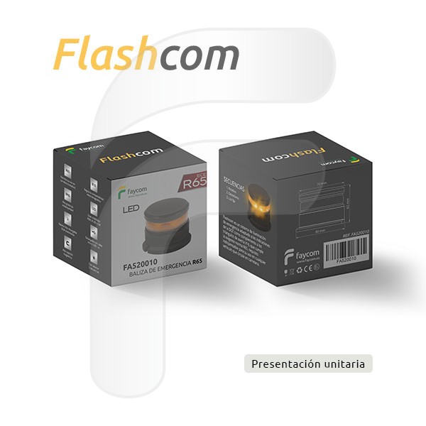 FLASHCOM BALIZA EMERGENCIA LED R65 RECARGABLE USB